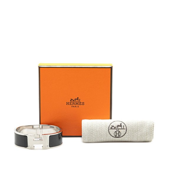 Hermes Click-Clack H GM Bracelet Silver Black Metal Women's HERMES - Picture 5 of 5